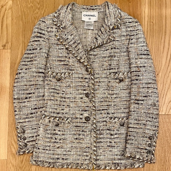 CHANEL, Jackets & Coats, Chanel Metallic Tweed Jacket